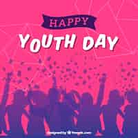 Free vector silhouettes background of people celebrating the youth day