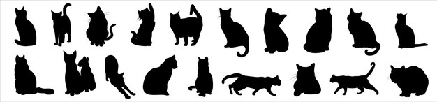 Silhouettes of cats different pack of cat silhouettes