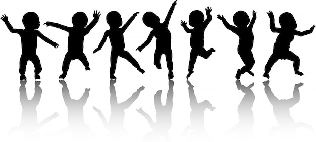 Free vector silhouettes of dancing babies