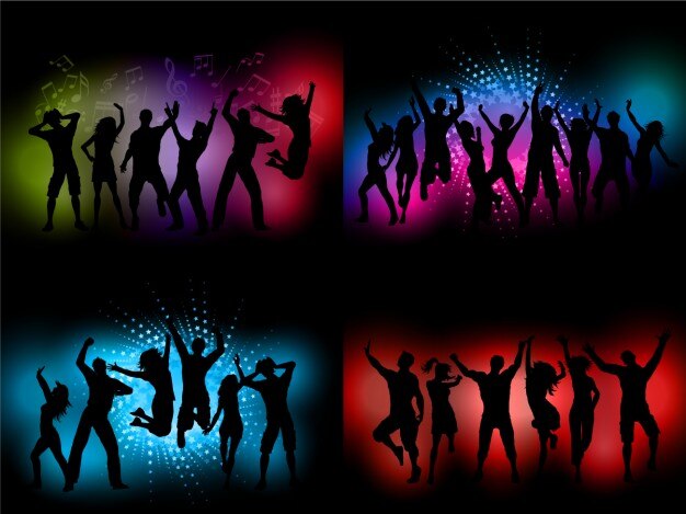 Silhouettes Dancing at Party Backgrounds