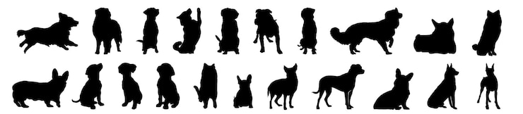 Free Vector silhouettes of dogs different pack of dog silhouettes