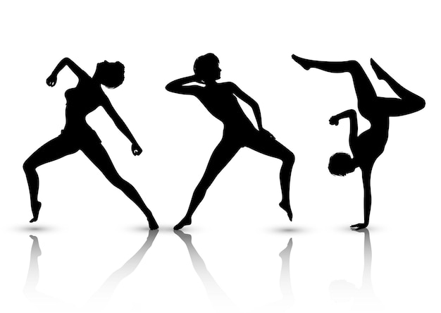 Free vector silhouettes of females in modern dance poses