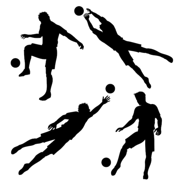 Free vector silhouettes of football or soccer players