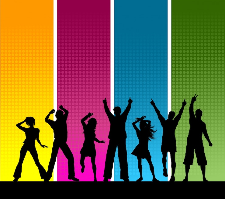 無料Vector 人々のグループのダンスのシルエット