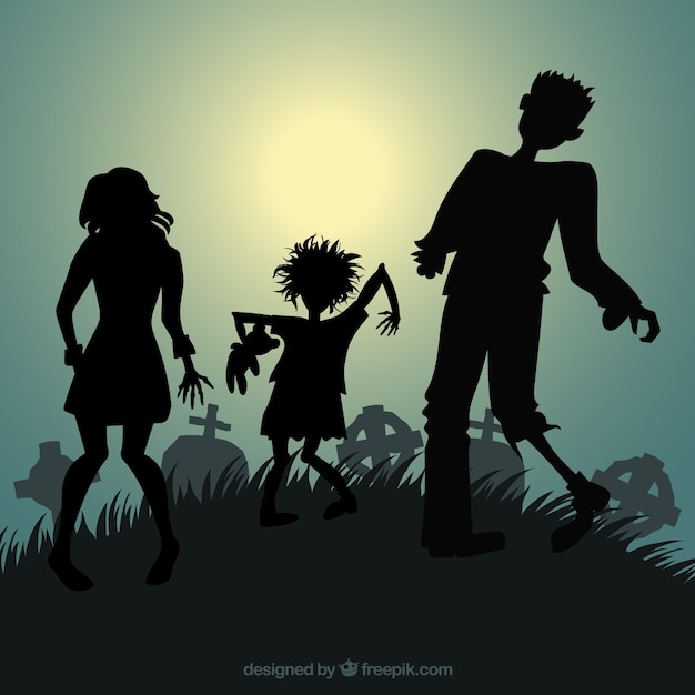 Free vector silhouettes of halloween zombies