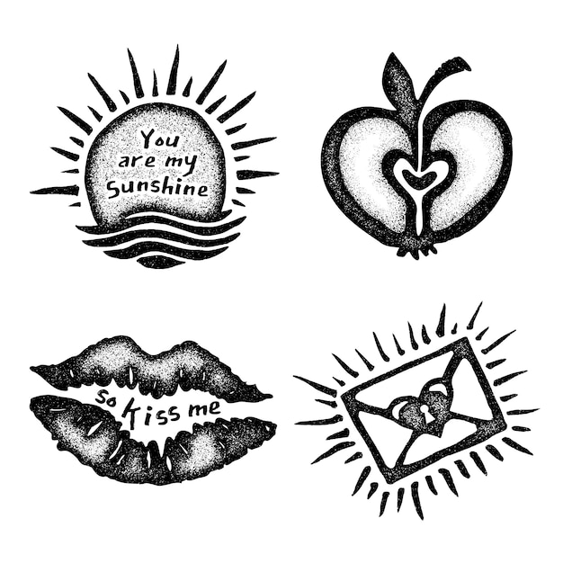Silhouettes love stickers collection