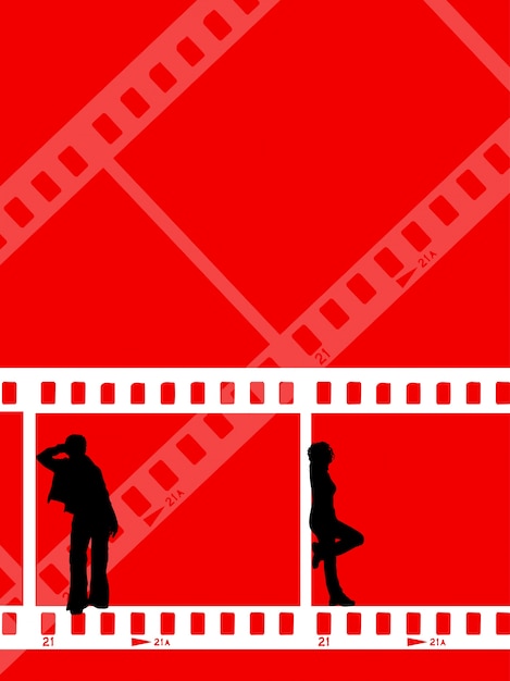 Бесплатное векторное изображение Силуэты молодых людей на фоне полосы фильма