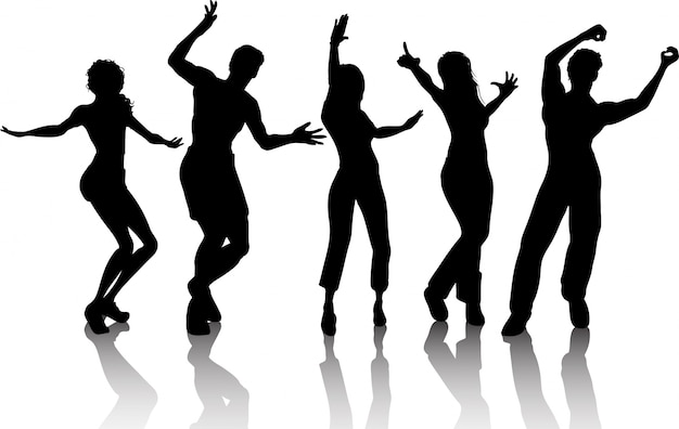 Silhouettes of people dancing