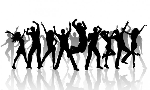 Silhouettes of people dancing