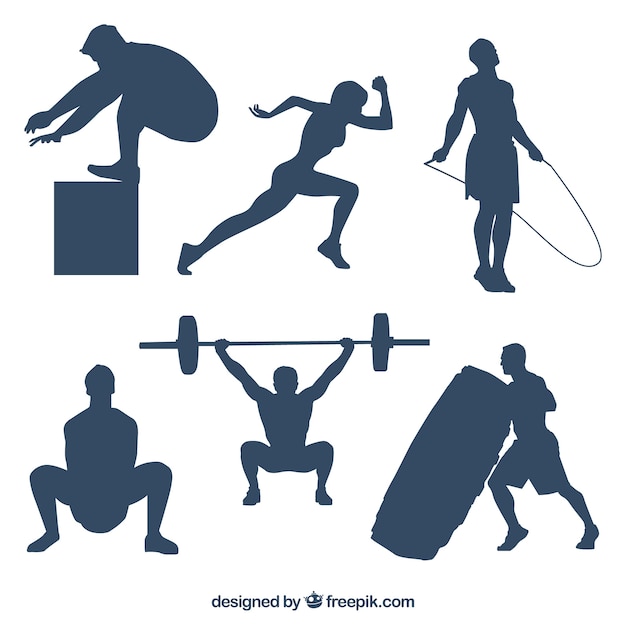 Free vector silhouettes set of people doing crossfit