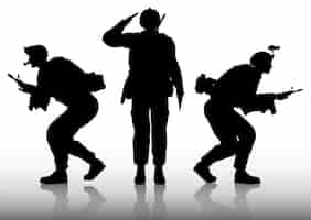 Free vector silhouettes of soldiers on a white background