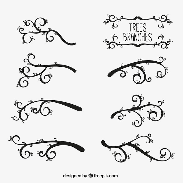 Free vector silhouettes of tree branches