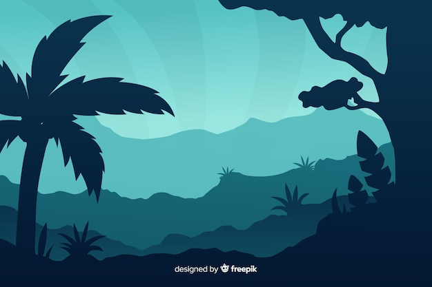 Free vector silhouettes of tropical forest trees