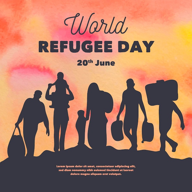 Free vector silhouettes world refugee day