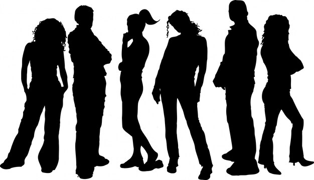 Silhouettes of young people