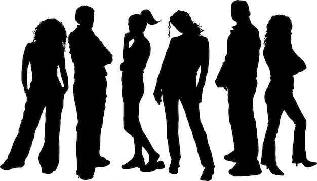 Silhouettes of young people