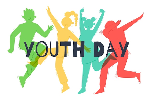 Бесплатное векторное изображение Силуэты день молодежи концепция