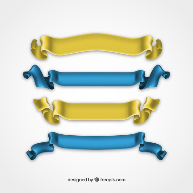 Free vector silky ribbons in yellown and blue colors