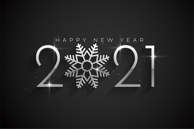Silver 2021 happy new year background with snowflake