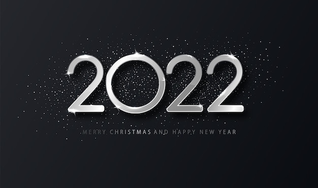 Silver 2022 Happy New Year Elegan background. Holyday template for design card, banner.