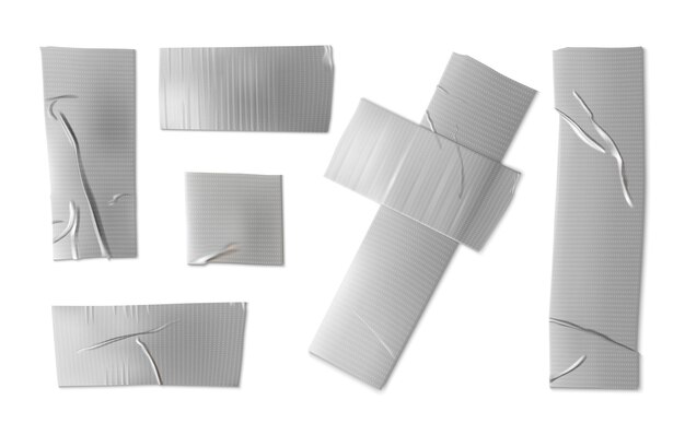 Silver adhesive tape pieces with texture