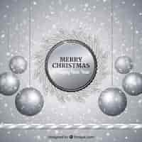 Free vector silver background of silvery christmas balls