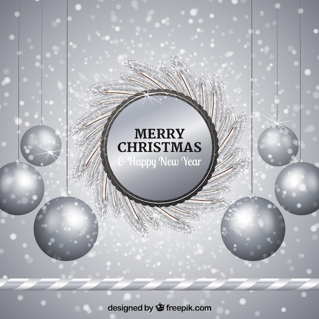 Silver background of silvery christmas balls