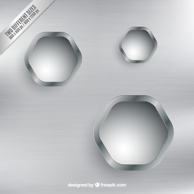 Free vector silver background with hexagonal badges