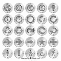 Free vector silver badges with icons