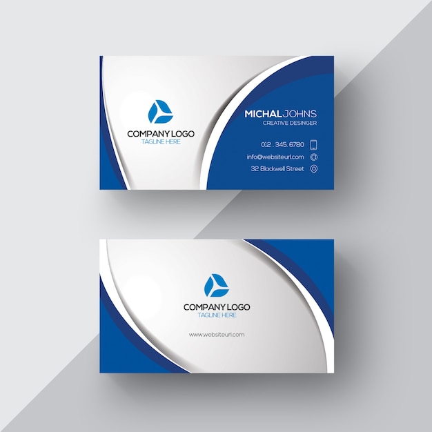 Silver and blue business card