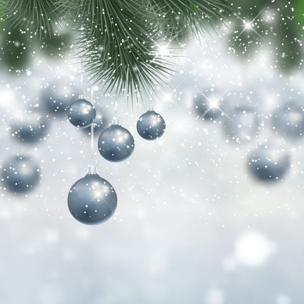 Silver christmas background with baubles