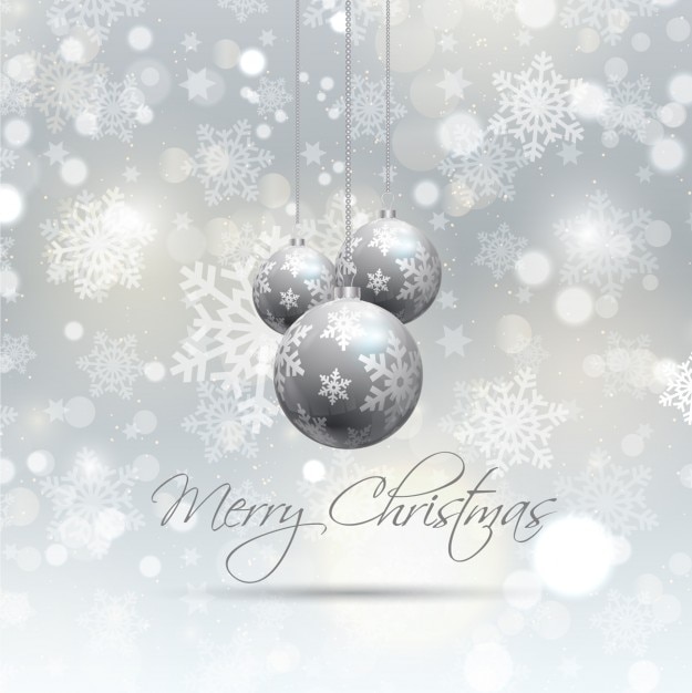 Free vector silver christmas baubles background