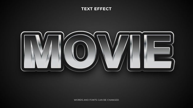 Free vector silver color editable movie text effect