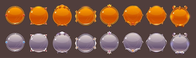 Бесплатное векторное изображение Серебряные игровые кнопки, золотые значки достижений