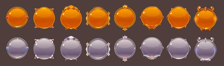 Free Vector silver game buttons golden achievement badges