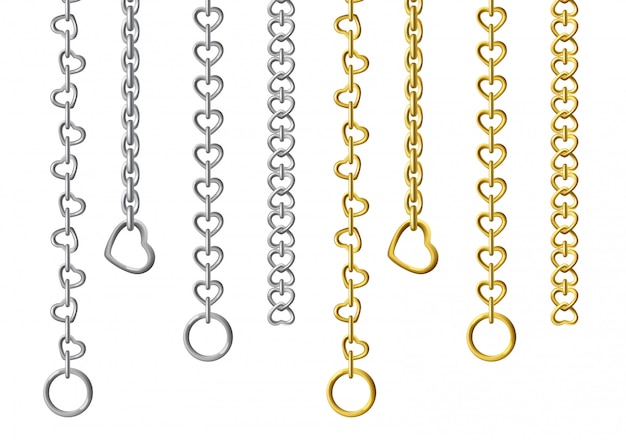 Free vector silver and gold metal chains