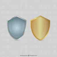 Free vector silver and gold shields