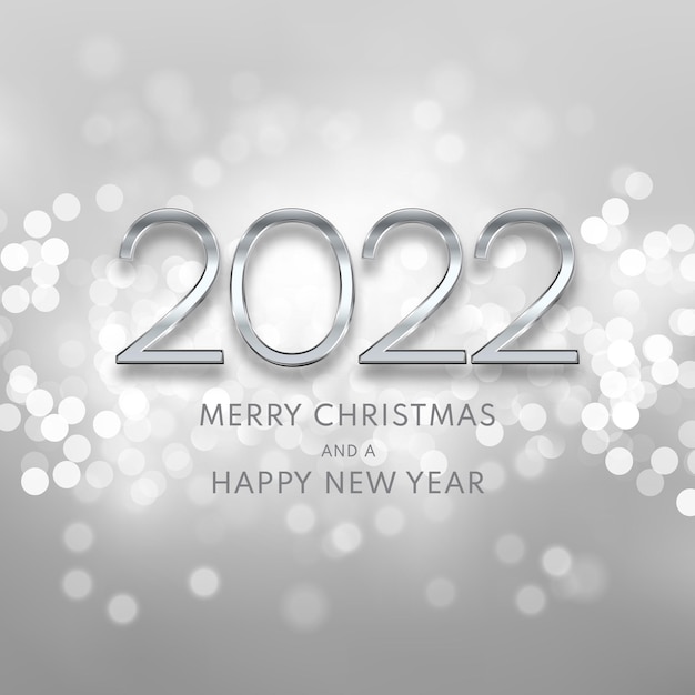 Silver happy new year background with metallic lettering design