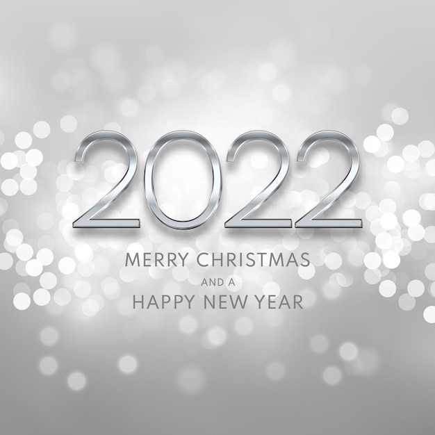 Silver Happy New Year Background With Metallic Lettering Design