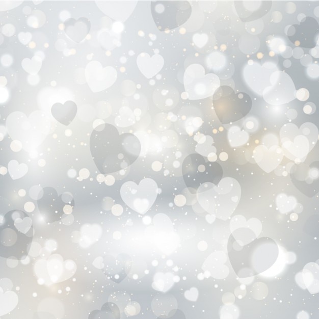 Free vector silver hearts bright background