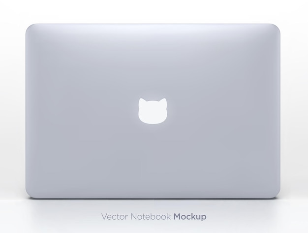 Silver laptop back view mockup. vector illustration
