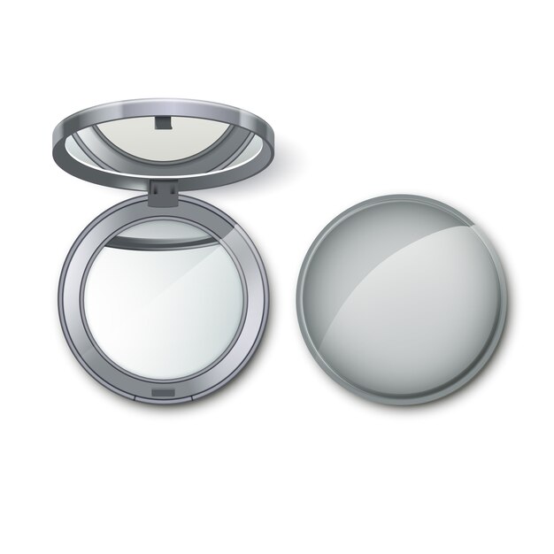 Download Premium Vector Three Round Mirrors On Different Stands And Without Isolated On White Background