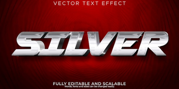 Free vector silver metallic text effect editable cinema and iron text style