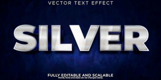 Silver metallic text effect editable steel and iron text style