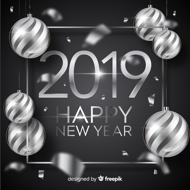 Silver new year 2019 background