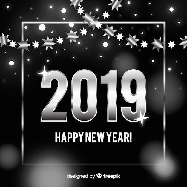 Vettore gratuito argento nuovo anno 2019 sfondo