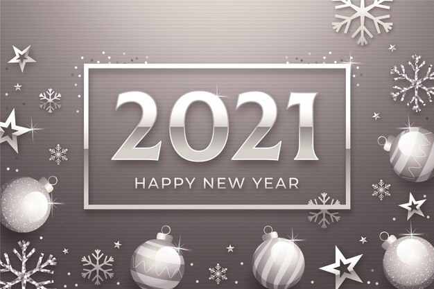 Silver new year 2021 background