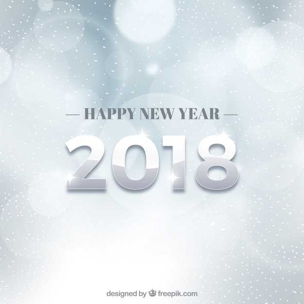 Free vector silver new year background with bokeh effect