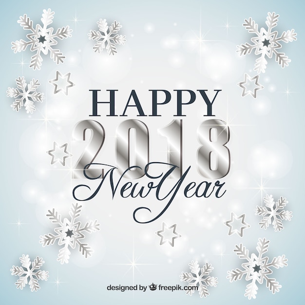 Silver new year background with snowflakes