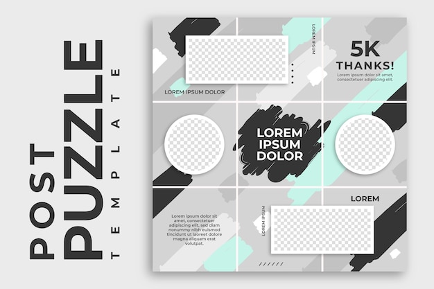 Free vector silver post instagram puzzle feed template